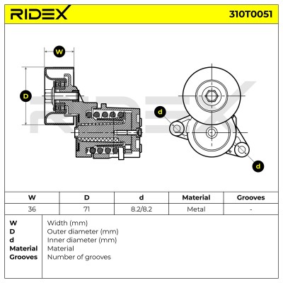 Belt Tensioner V-Ribbed Belt RIDEX 310T0051 310T0051 - photo 6