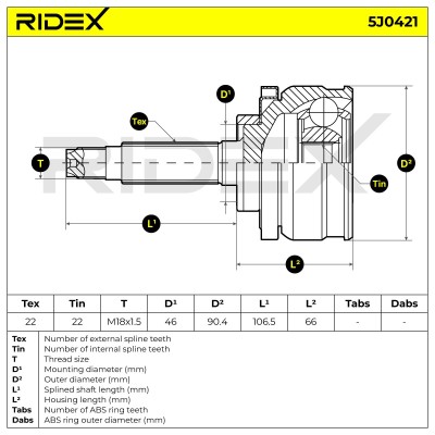 Joint Kit, Drive Shaft RIDEX 5J0421 5J0421 - photo 9