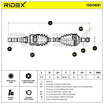 Drive Shaft RIDEX 13D0691 13D0691 - photo 6