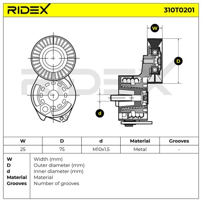 Belt Tensioner V-Ribbed Belt RIDEX 310T0201 310T0201 - photo 9
