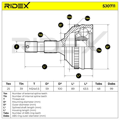 Joint Kit, Drive Shaft RIDEX 5J0711 5J0711 - photo 6