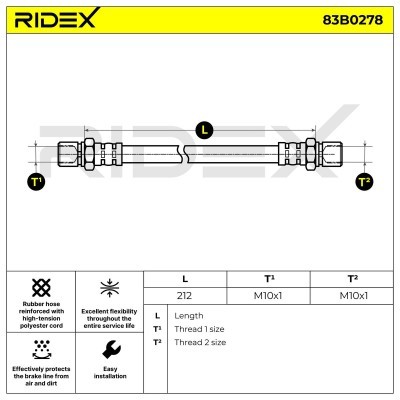 Brake Hose RIDEX 83B0278 83B0278 - photo 2