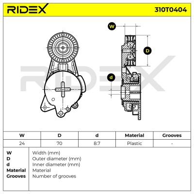 Belt Tensioner V-Ribbed Belt RIDEX 310T0404 310T0404 - photo 6