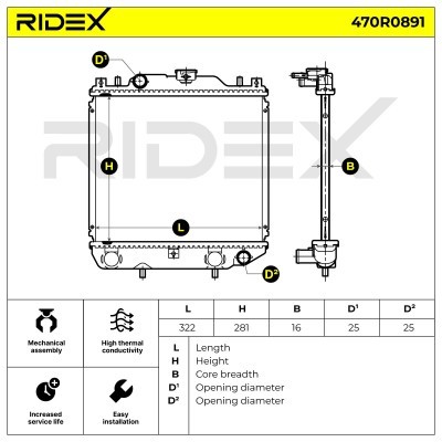Radiator, Engine Cooling RIDEX 470R0891 470R0891 - photo 7