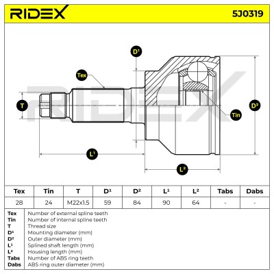 Joint Kit, Drive Shaft RIDEX 5J0319 5J0319 - photo 6