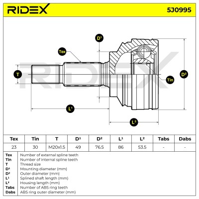 Joint Kit, Drive Shaft RIDEX 5J0995 5J0995 - photo 7