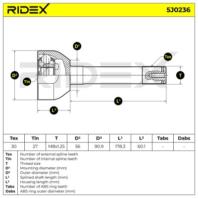 Joint Kit, Drive Shaft RIDEX 5J0236 5J0236 - photo 5