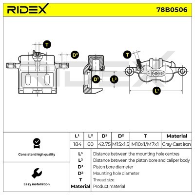 Brake Caliper RIDEX 78B0506 78B0506 - photo 6