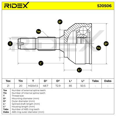 Joint Kit, Drive Shaft RIDEX 5J0506 5J0506 - photo 5