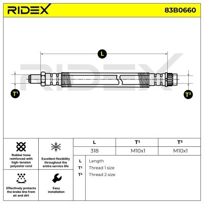 Brake Hose RIDEX 83B0660 83B0660 - photo 2