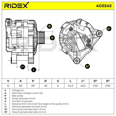Alternator RIDEX 4G0243 4G0243 - photo 4