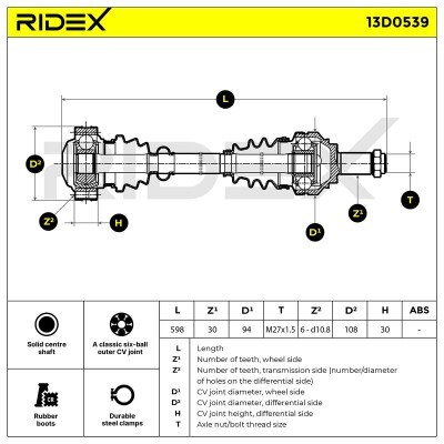 Drive Shaft RIDEX 13D0539 13D0539 - photo 7