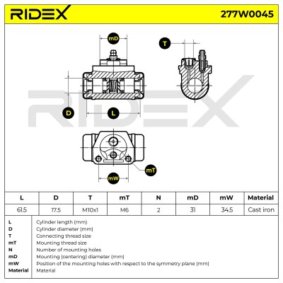 Wheel Brake Cylinder RIDEX 277W0045 277W0045 - photo 6