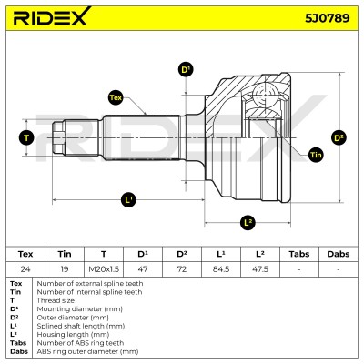 Joint Kit, Drive Shaft RIDEX 5J0789 5J0789 - photo 6