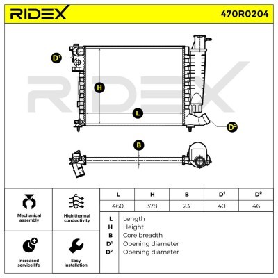 Radiator, Engine Cooling RIDEX 470R0204 470R0204 - photo 10