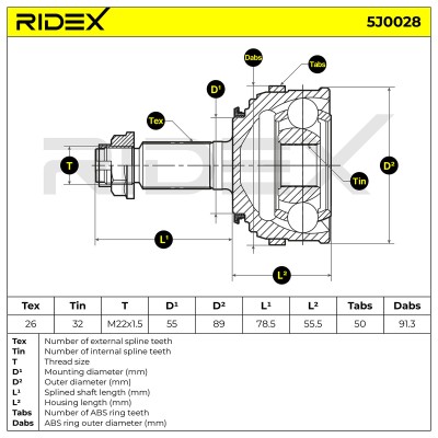 Joint Kit, Drive Shaft RIDEX 5J0028 5J0028 - photo 7