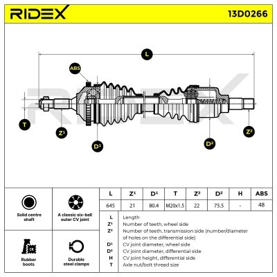 Drive Shaft RIDEX 13D0266 13D0266 - photo 5