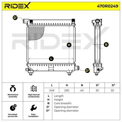 Radiator, Engine Cooling RIDEX 470R0249 470R0249 - photo 7