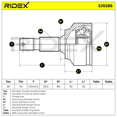 Joint Kit, Drive Shaft RIDEX 5J0285 5J0285 - photo 5