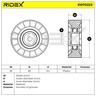 Belt Tensioner V-Ribbed Belt RIDEX 310T0223 310T0223 - photo 6