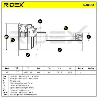 Joint Kit, Drive Shaft RIDEX 5J0153 5J0153 - photo 5