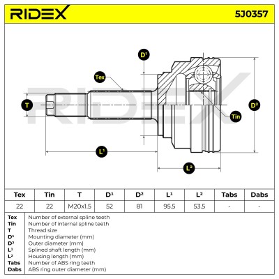 Joint Kit, Drive Shaft RIDEX 5J0357 5J0357 - photo 5