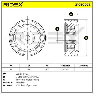 Belt Tensioner V-Ribbed Belt RIDEX 310T0078 310T0078 - photo 6