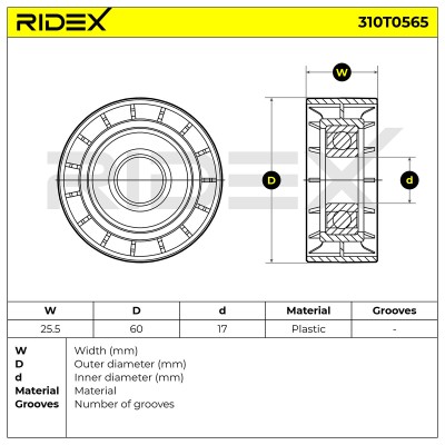 Belt Tensioner V-Ribbed Belt RIDEX 310T0565 310T0565 - photo 6