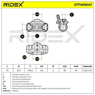 Wheel Brake Cylinder RIDEX 277W0047 277W0047 - photo 6