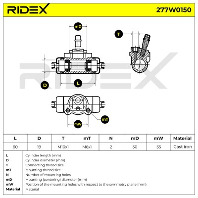 Wheel Brake Cylinder RIDEX 277W0150 277W0150 - photo 6