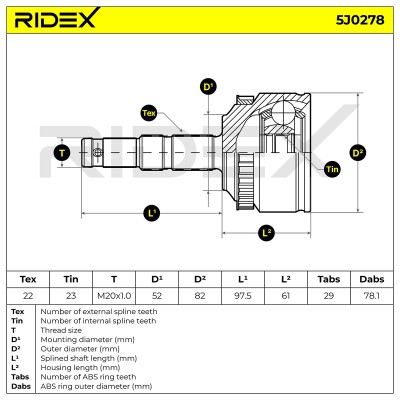 Joint Kit, Drive Shaft RIDEX 5J0278 5J0278 - photo 6