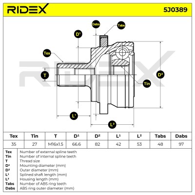 Joint Kit, Drive Shaft RIDEX 5J0389 5J0389 - photo 7