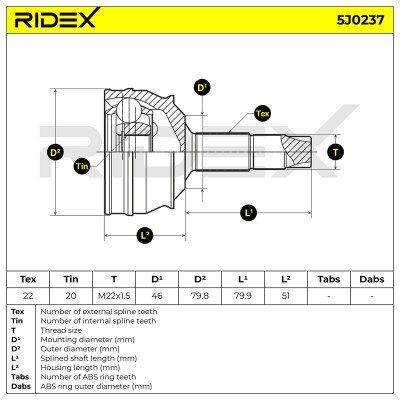 Joint Kit, Drive Shaft RIDEX 5J0237 5J0237 - photo 5