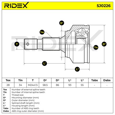 Joint Kit, Drive Shaft RIDEX 5J0226 5J0226 - photo 6