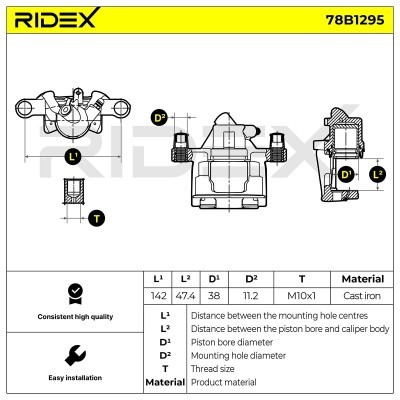 Brake Caliper RIDEX 78B1295 78B1295 - photo 5