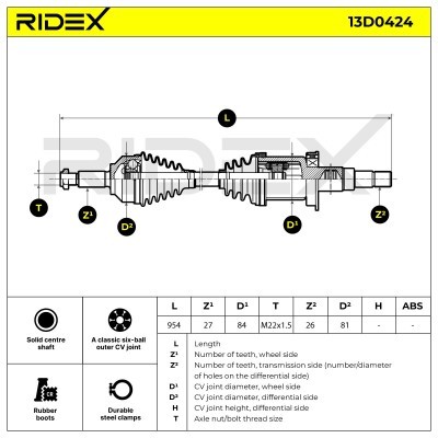 Drive Shaft RIDEX 13D0424 13D0424 - photo 6