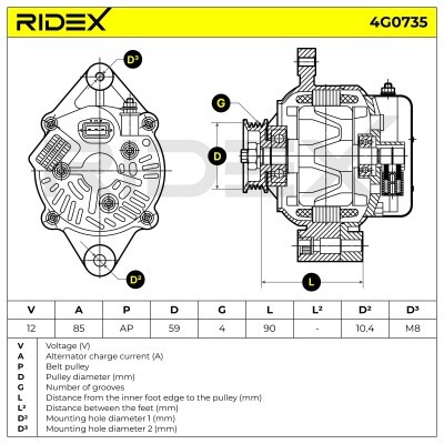 Alternator RIDEX 4G0735 4G0735 - photo 7