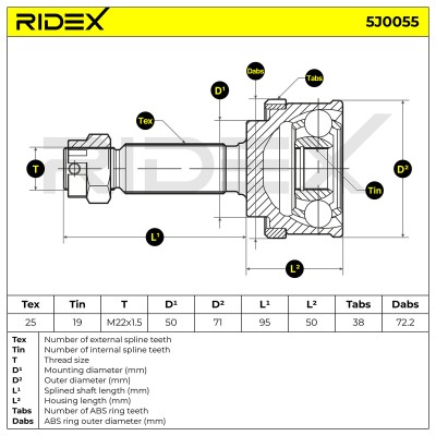 Joint Kit, Drive Shaft RIDEX 5J0055 5J0055 - photo 6