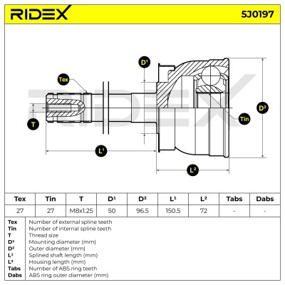 Joint Kit, Drive Shaft RIDEX 5J0197 5J0197 - photo 5