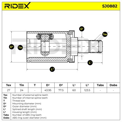 Joint Kit, Drive Shaft RIDEX 5J0882 5J0882 - photo 7