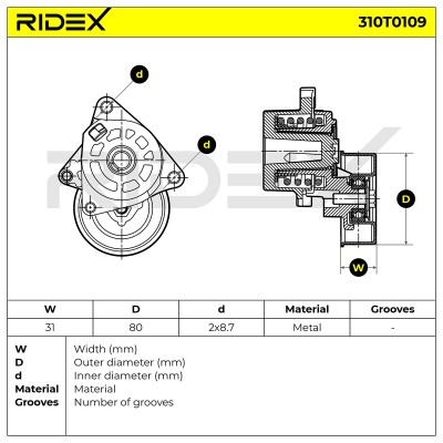 Belt Tensioner V-Ribbed Belt RIDEX 310T0109 310T0109 - photo 5