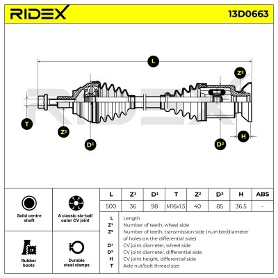 Drive Shaft RIDEX 13D0663 13D0663 - photo 3