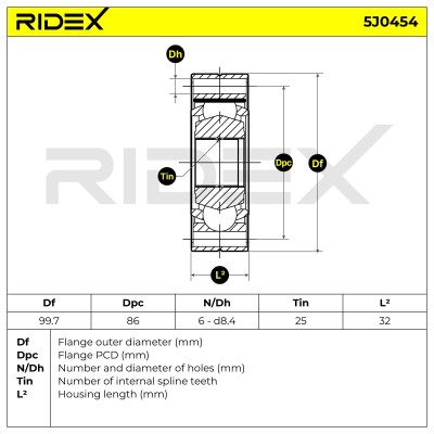Joint Kit, Drive Shaft RIDEX 5J0454 5J0454 - photo 7