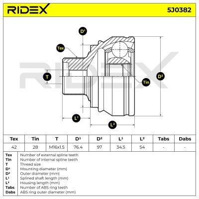 Joint Kit, Drive Shaft RIDEX 5J0382 5J0382 - photo 8