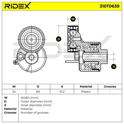 Belt Tensioner V-Ribbed Belt RIDEX 310T0639 310T0639 - photo 5
