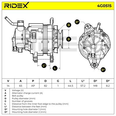 Alternator RIDEX 4G0515 4G0515 - photo 8