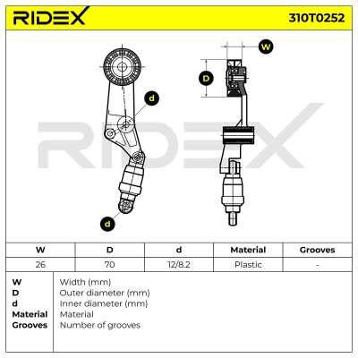 Belt Tensioner V-Ribbed Belt RIDEX 310T0252 310T0252 - photo 6