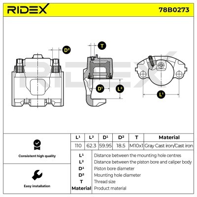 Brake Caliper RIDEX 78B0273 78B0273 - photo 3