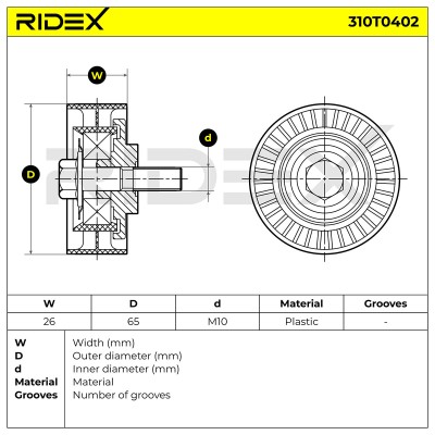 Belt Tensioner V-Ribbed Belt RIDEX 310T0402 310T0402 - photo 6