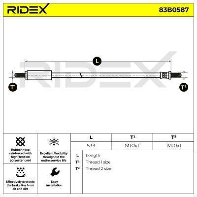 Brake Hose RIDEX 83B0587 83B0587 - photo 2